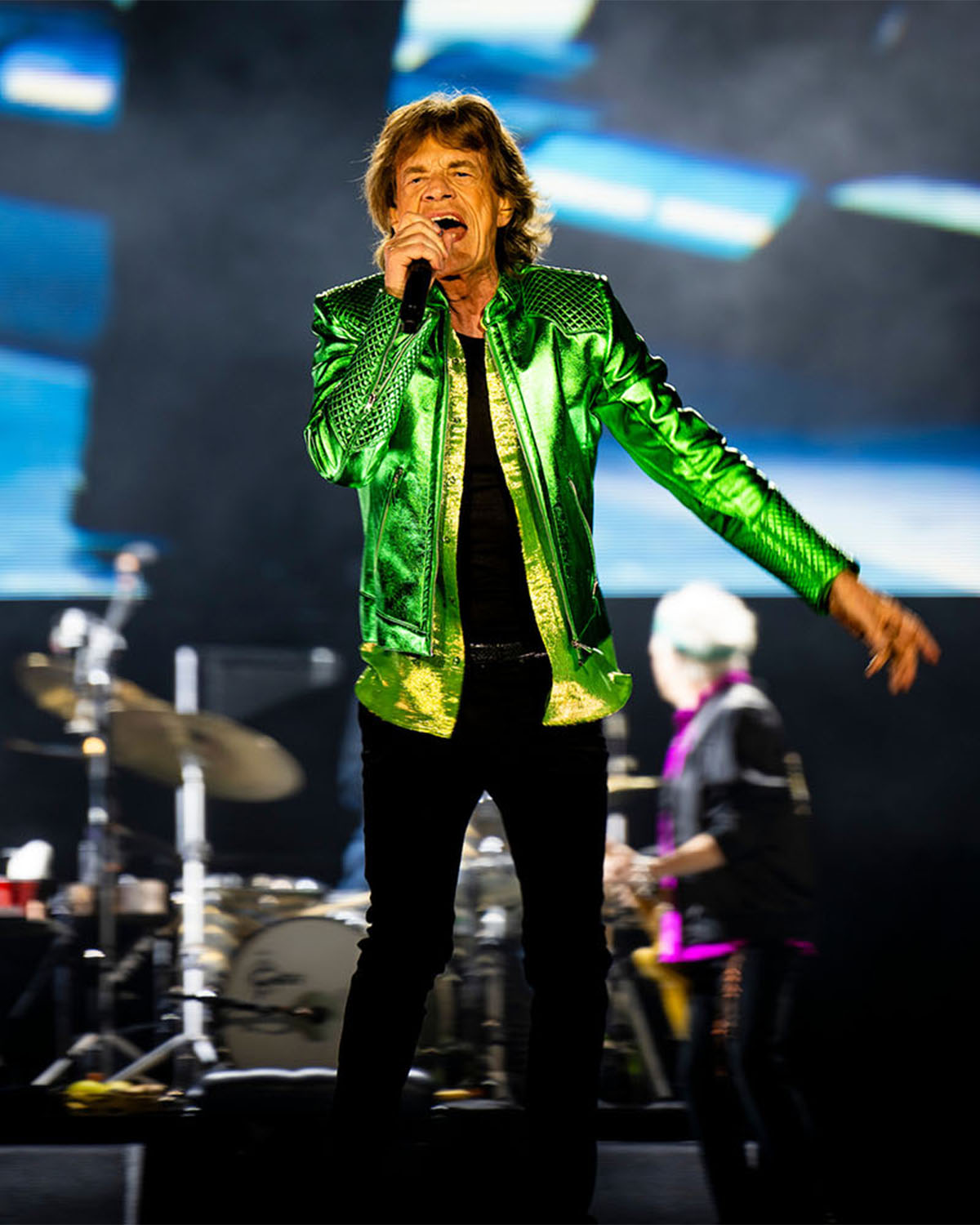 Rolling Stones' Mick Jagger performing at Huntington Bank Field