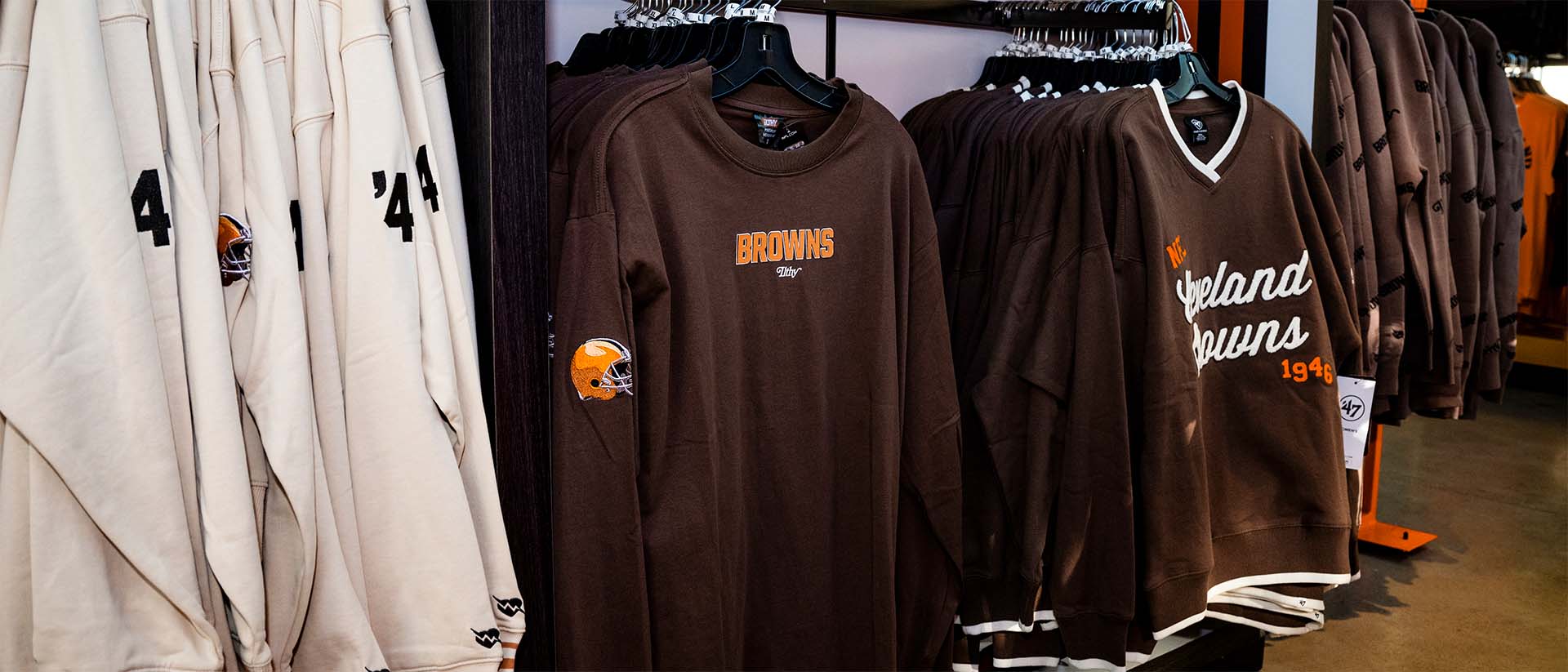 Browns sweatshirts at Cleveland Browns Pro Shop