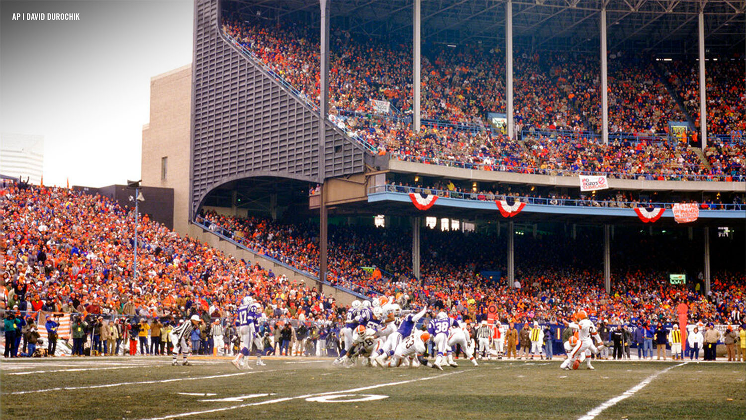 25_WEB_HBF_MUNICIPAL_STADIUM National Anthem during Browns vs. Steelers game in 1999